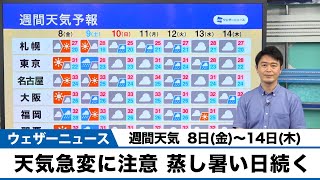 週間天気　天気急変に注意 蒸し暑い日が続く