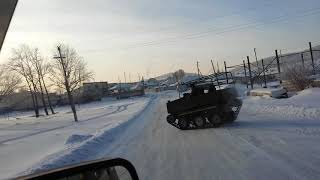 Вездеход Блоха после ремонта обкатка на снежном поле
