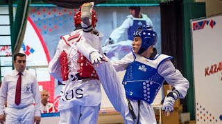 Kaloyan Binev (BUL) vs Bolat Izutdinov (RUS). European Taekwondo Championships Kazan-2018