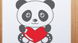 How to draw Valentine Day Panda with heart
