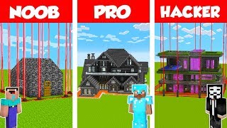 Minecraft PRO vs NOOB vs HACKER: SAFEST BEDROCK HOUSE CHALLENGE in Minecraft / Animation