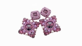 Серьги из бисера  "Рената" Amethyst на пуссетах