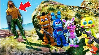 FNAF WORLD ANIMATRONICS FIGHT AQUAMAN UNDERWATER! (GTA 5 Mods FNAF RedHatter)