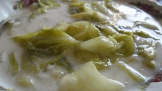 Grandma Matilda Cooking Traditional Hungarian Saláta Fözelék Cream of Lettuce Soup