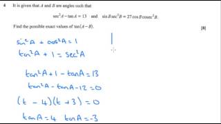 OCR C3 June 2016 q4 - A2 Maths - Trigonometry