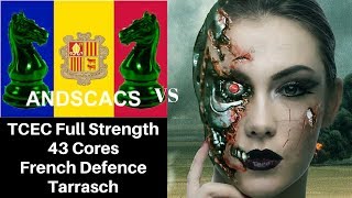 French Defence Chess Opening: TCEC :  AndScacs on 43 cores vs Leela Chess with 2 Graphics Cards