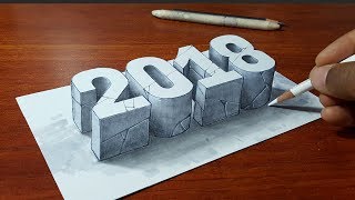 Happy New Year 2018 - 3D Letters - Stone 2018 number