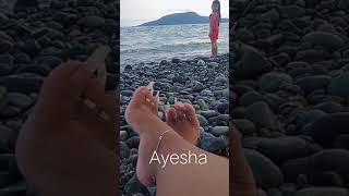 Showing My Feet and my Natural Long Toenails iin the Seashore