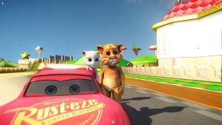 DISNEY PIXAR SONIC AND TALKING TOM AND TALKING ANGELA AND PIKACHU DANCE VS LIGHTNING MCQUEEN CARS