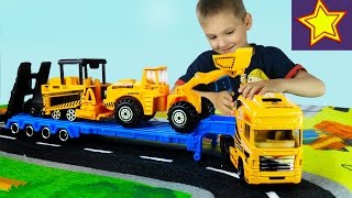 Машинки. Cтроительная техника для детей. Строим дорогу Construction vehicles for kids
