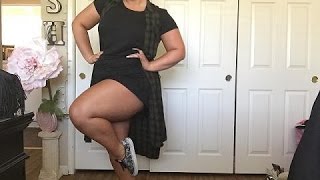 Plus Size Ootd - Shirt Dress and Sneakers