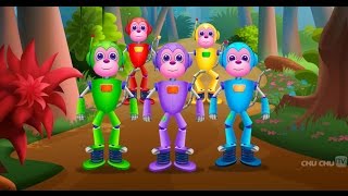 Chuchu TV:  Five Little Monkeys Jumping On The Bed  Part 2  The Robot Monkeys   fun !