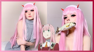 zero two 002 darling in the franxx cosplay makeup tutorial