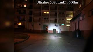 Test latarek - Trlife xml-t6 500lm - Ultrafire 502b xm-l2 600lm - Livarno lux 20W 1500 lm