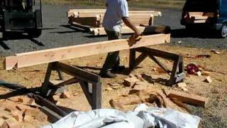 log home  dove tail cut