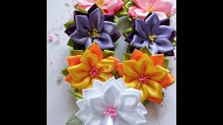 Канзаши для начинающих. Резинка для волос в стиле Канзаши. Несколько вариантов.