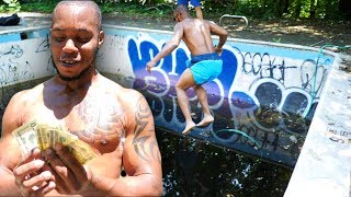 RUSTY JUMPS INTO BUG INFESTED ABANDONED POOL FOR $$$