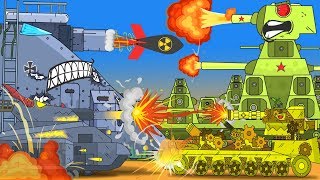 Tanks attack the enemy. Cartoon tanks for kids. Tank vs tank. Monster Truck kids Cartoon.
