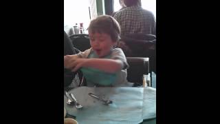 Samuel's reaction to getting his food at The Nook