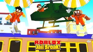 ROBLOX - JAIL BREAK - ROBBING THE TRAIN FROM A HELICOPTER!!