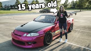 Little sister LEARNS STICK SHIFT in my DRIFT CAR!