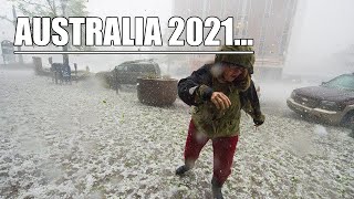 Crazy golf ball sized hailstorm hit Australia! Broken glass! Cars are damaged!
