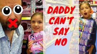 Dad Can't Say No challenge! Going after Hairdorables LOL Underwraps and a Horse YouTube Kids Toys