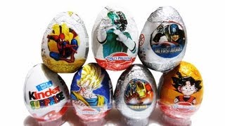 7 Kinder Surprise Dragon Ball Z Power Rangers Samurai Spiderman Star Wars Avengers  Eggs Unboxing