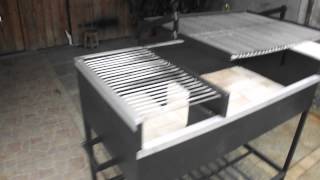 Parrilla, Acero inoxidable, con Manivela, Ladrillo Refractario