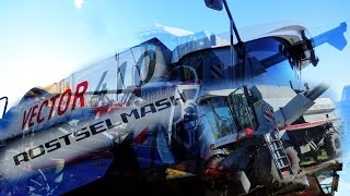 Запуск комбайна вектор 410. Проверка молотилки после ремонта. Сезон 2015