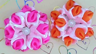 DIY/МК Бантики из атласных лент шириною 2.5 см. 2.5 cm wide satin ribbon bows.
