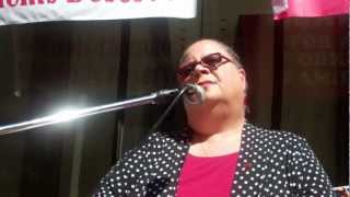 Chicago Teachers Union President Karen Lewis speaks to 18,000 supporters on Labor Day