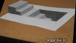 Melukis Dengan Pensil 2B - ILUSI 3D "Tangga"