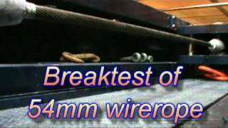 Break load test of 54 mm Steel Wire Rope at Peter Harbo A/S
