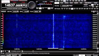 Numbers Station, V07, 16037 and 14637 kHz, with music, September 28, 2014
