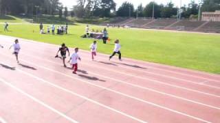Xavier Priven wins the 50 yard dash