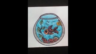 Как нарисовать аквариум с рыбкой   -    How to draw an aquarium with a fish