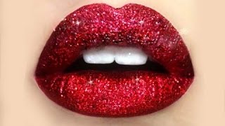 Hot Style Red glitter Lips By |Eye makeup|