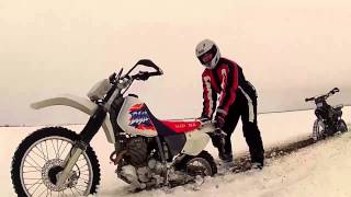Покатушки зимой на ирбисах ттр 250 и honda Baja.