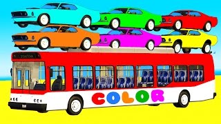 COLOR Cars on BUS & Spiderman Cartoon 3D for Kids w Superheroes for babies