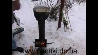 приготовление ухи на ракетной печке от www.pechki.dp.ua