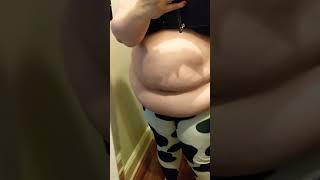 Rippling Belly Flab in Cow Leggings